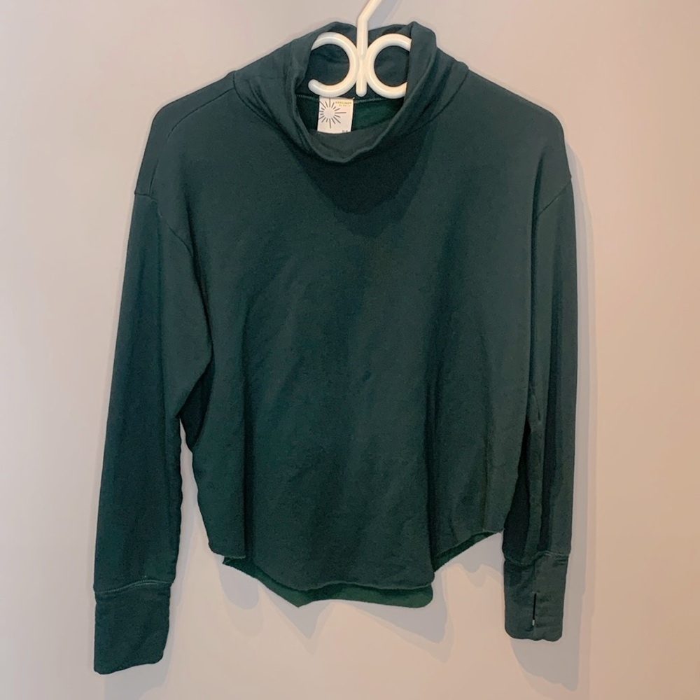 Offline by Aerie Dark Green Fleece Mock Neck Sweater - Picture 2 of 6